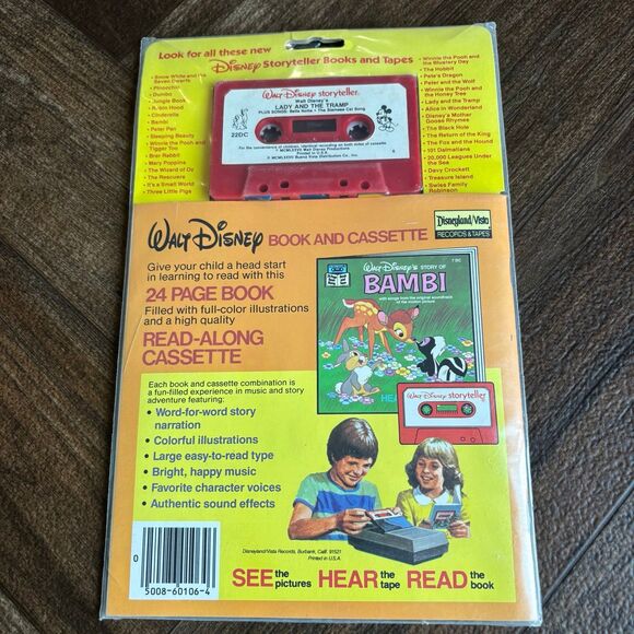 Vintage Disney Lady & The Tramp Read Along Book & Cassette Tape - Picture 2 of 3